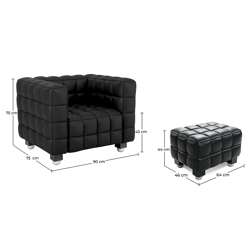 Armchair with Footrest - Upholstered in Padded Leather - Nubus image 10