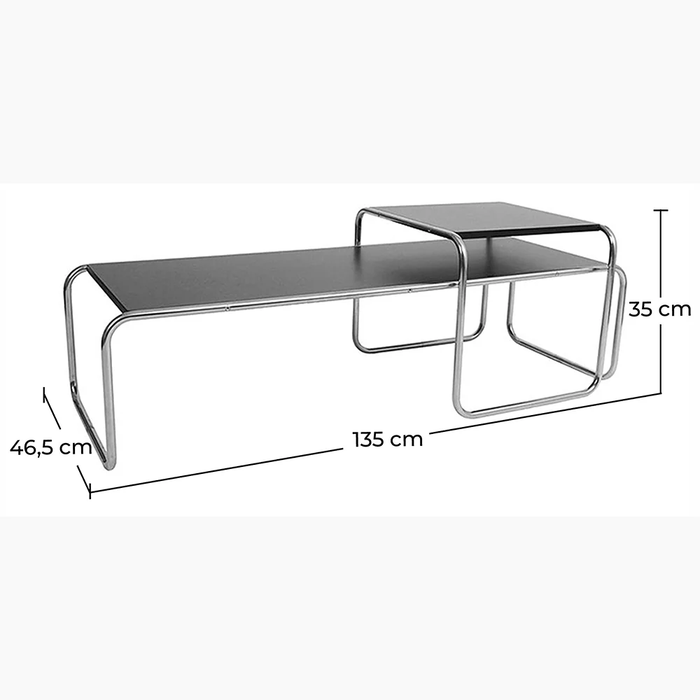 Set of 2 Stackable Coffee Tables - Wood and Steel - Lacky image 10