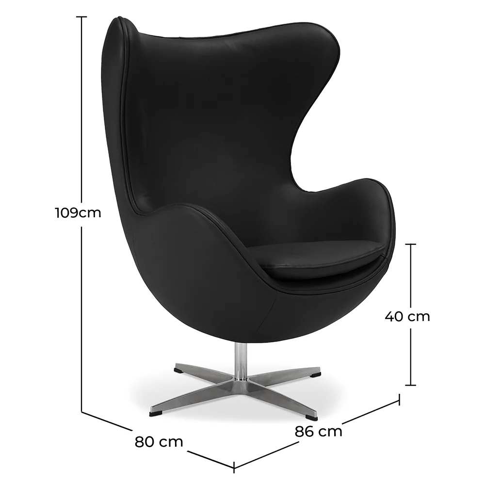 Armchair with armrests - Leather upholstery - Egg-shaped design - Brave image 10