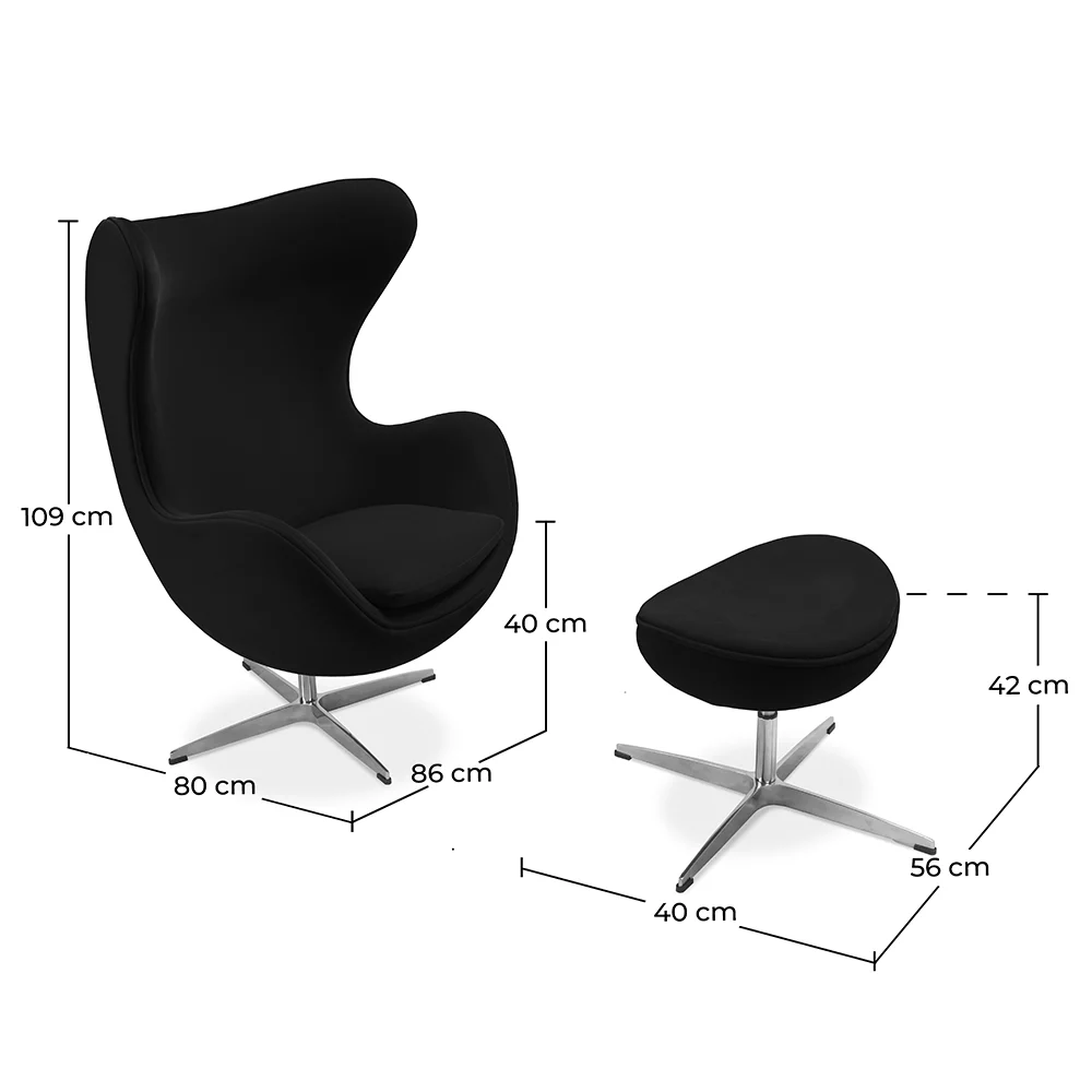  Egg design armchair with footrest - Fabric upholstered - Brave image 10