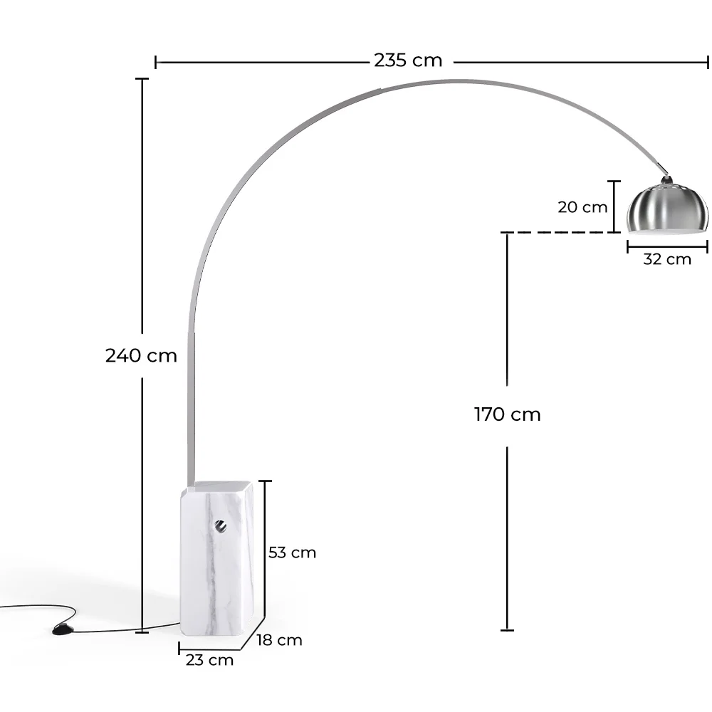 Floor Lamp with Marble Base - Living Room Lamp - Bow image 10