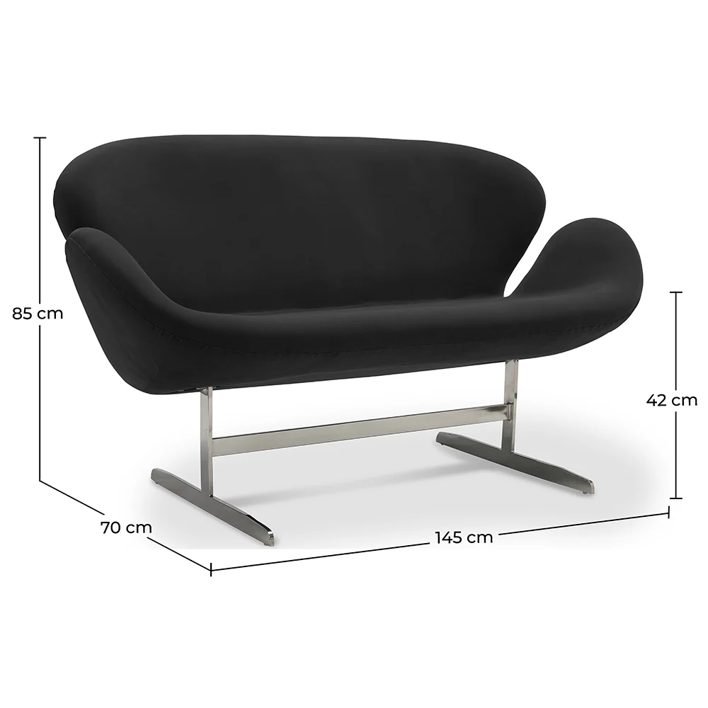 Curved 2 Seater Sofa - Fabric Upholstered - Svin image 10