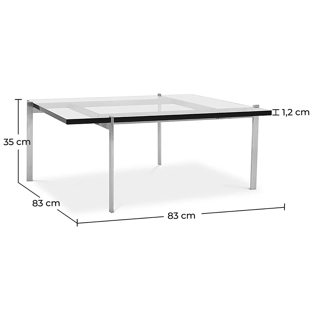 Square coffee table - Steel & Glass - 12mm - Billo image 10