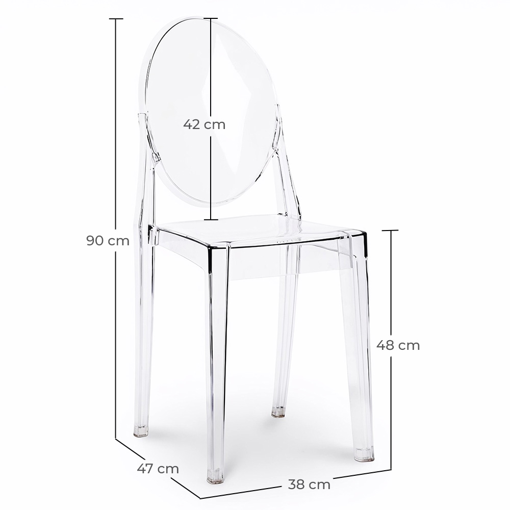 Pack of 4 Dining Chairs Transparent - Victoria Queen image 10