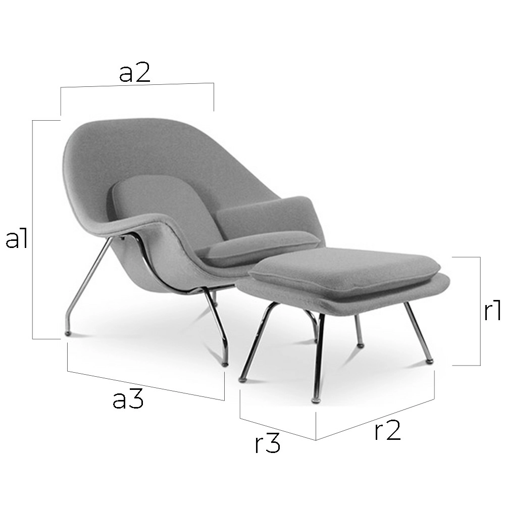 Designer Armchair with Footrest - Upholstered in Fabric - Womb image 10