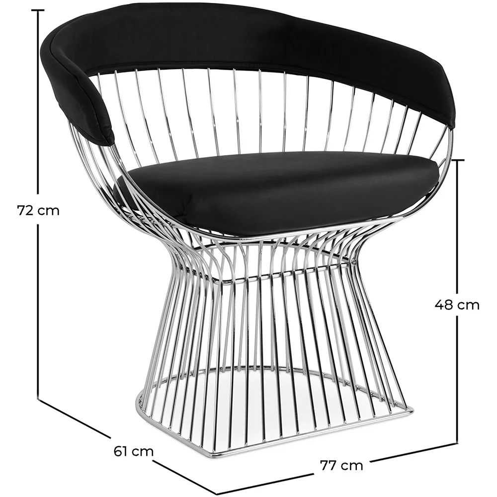 Dining Chair with Armrests - Leatherette and Metal - Barrel image 10