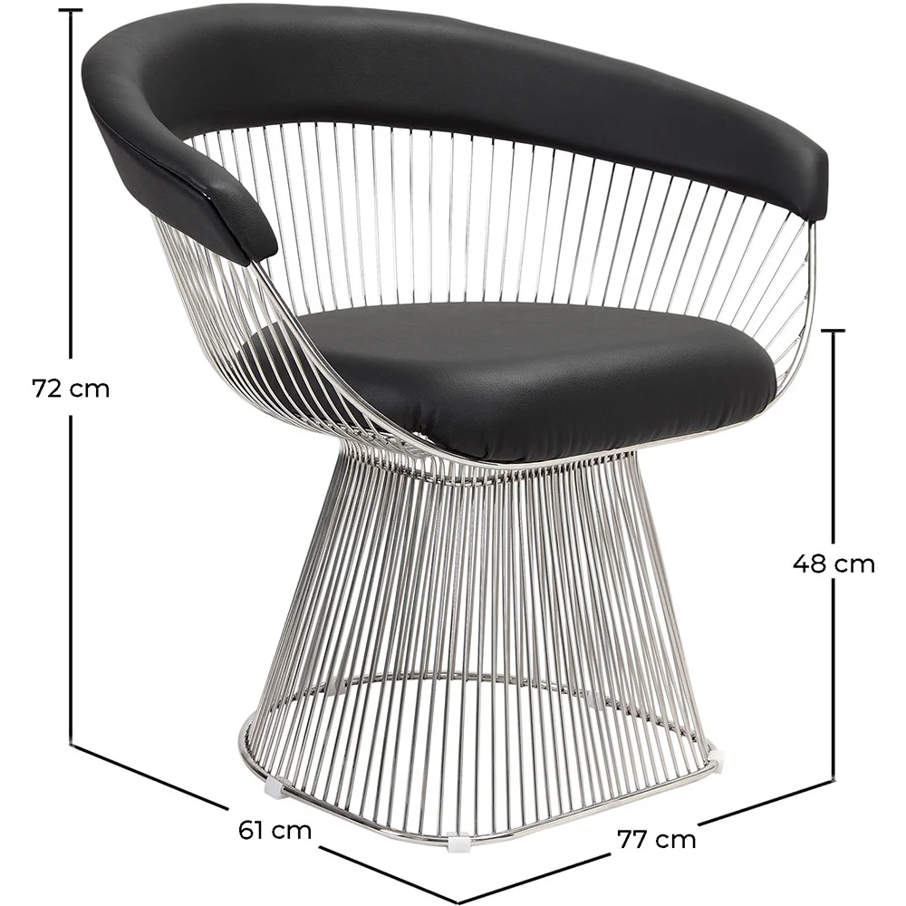 Dining Chair with Armrests - Leather and Metal - Barrel image 10