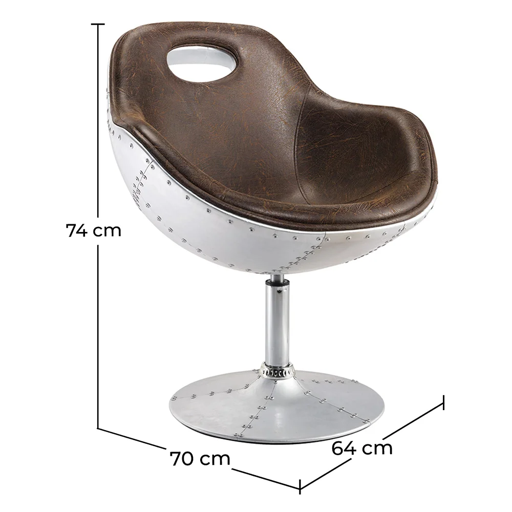 Aviator Design Swivel Armchair - Upholstered in PU image 10