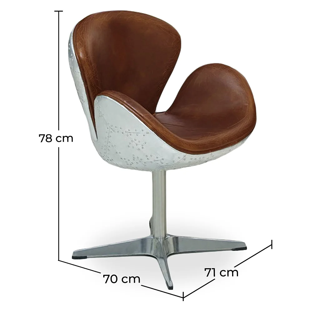 Armchair with Armrests - Aviator Style - Leather and Metal - Aviator image 10