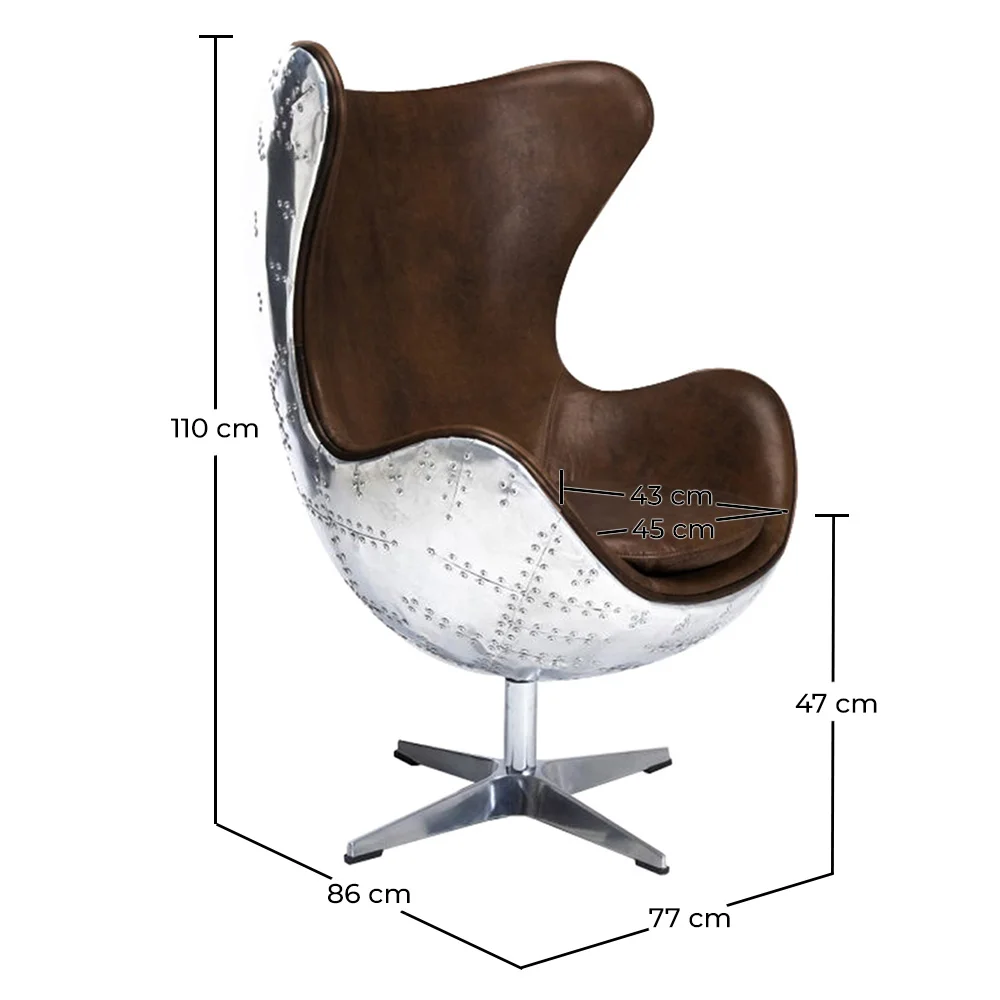 Armchair with Armrests - Aviator Style - Leather and Metal - Cocoon image 10
