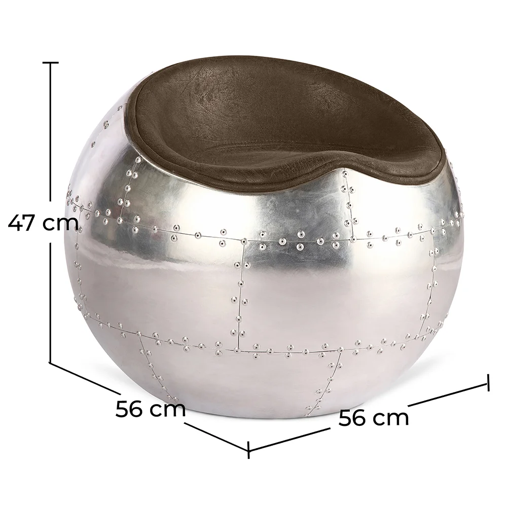 Living Room Chair - Ball Design Chair - Leather and Metal - Circle image 10