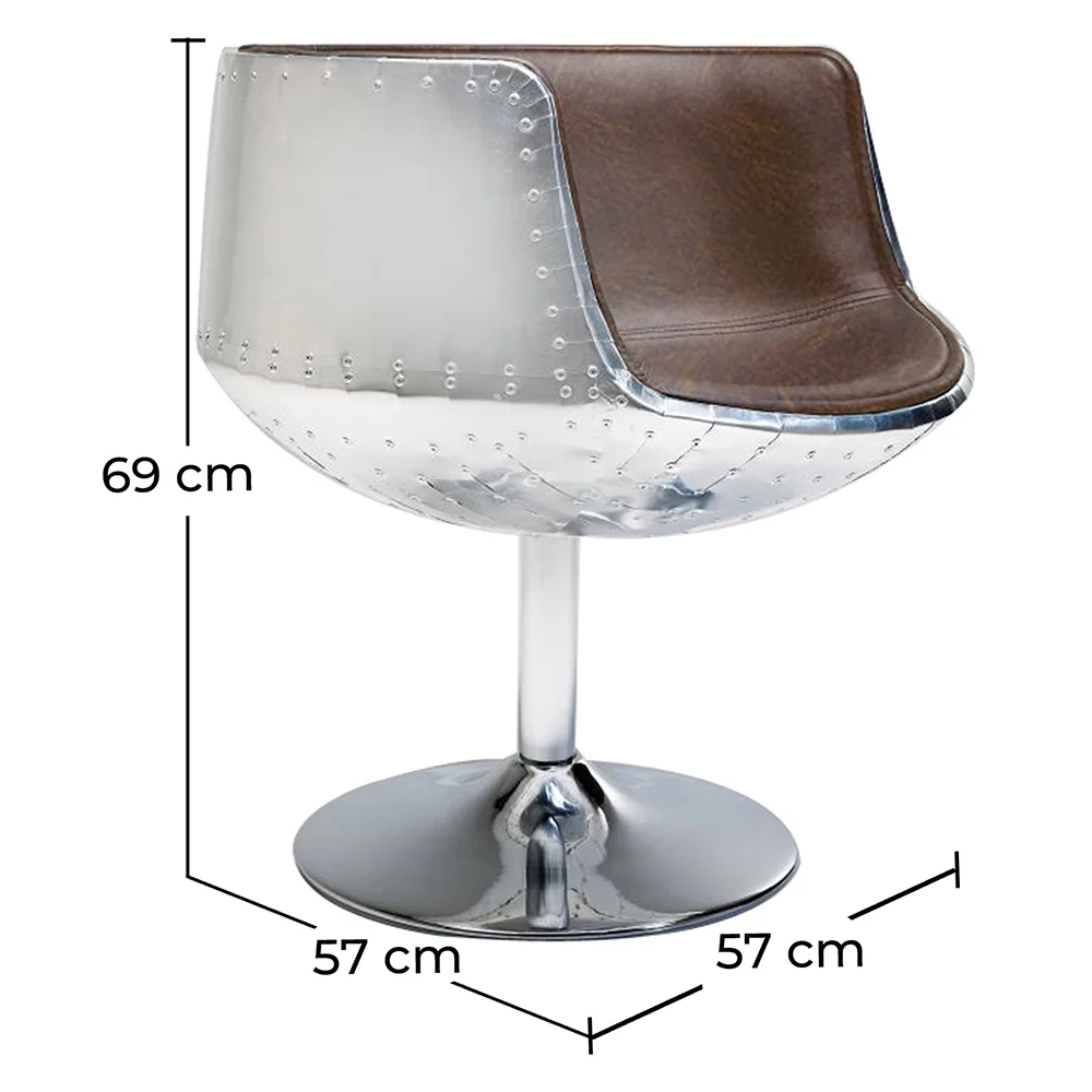 Lounge Chair - Design Chair - Leatherette and Metal - Cognac image 10