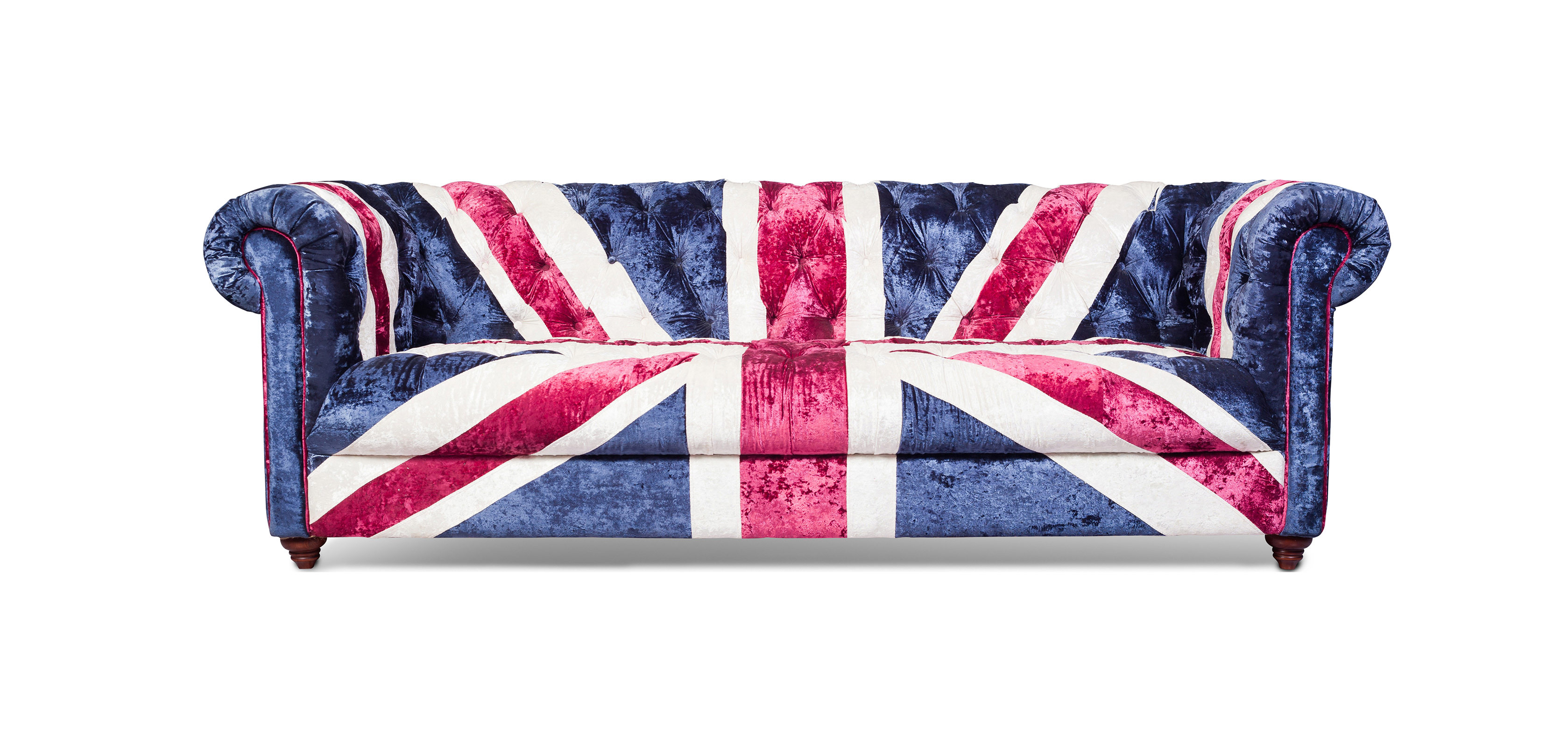 Buy Union Jack Chesterfield Sofa Velvet Multicolour 36724 in the UK Privatefloor