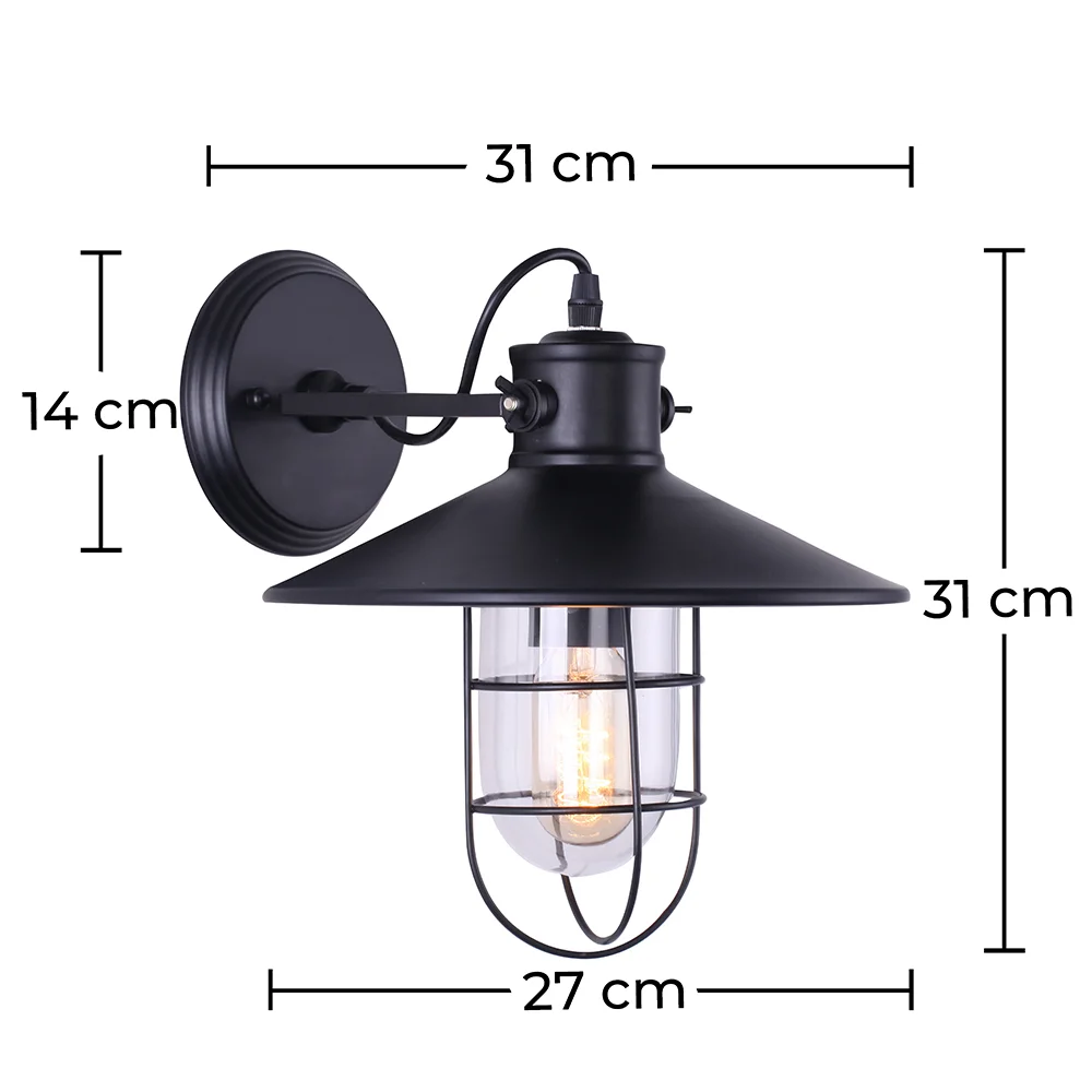Black Vintage Wall Lamp - Garn image 10