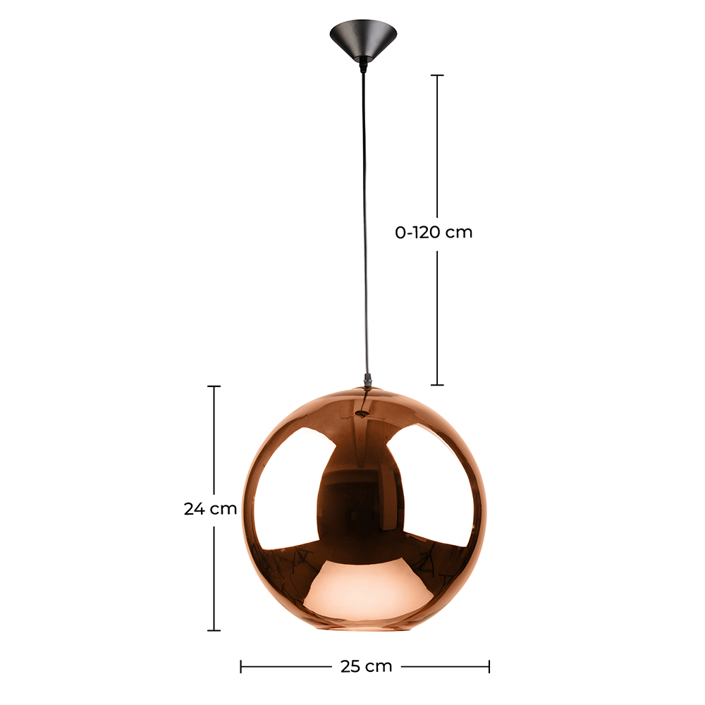  Ceiling Lamp - Metal Globe Pendant Lamp - 25cm - Range image 10