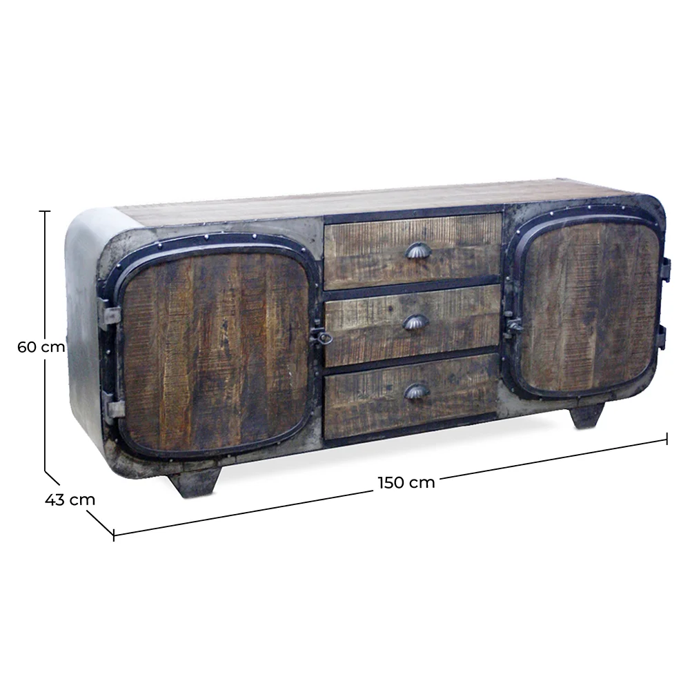 Wooden TV Stand - Retro Industrial Design - Shell image 10