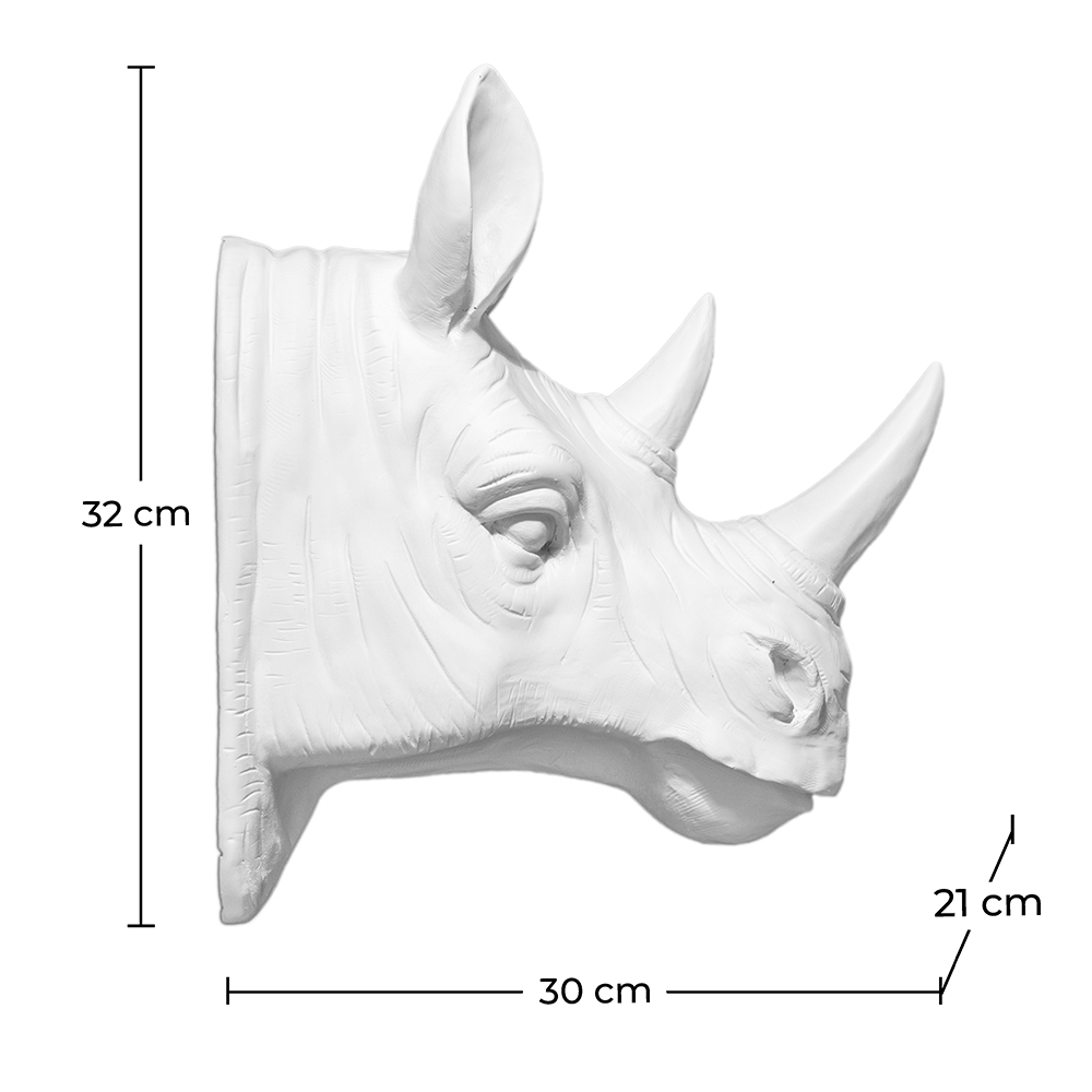 Wall Decoration - White Rhino Head - Uka image 10