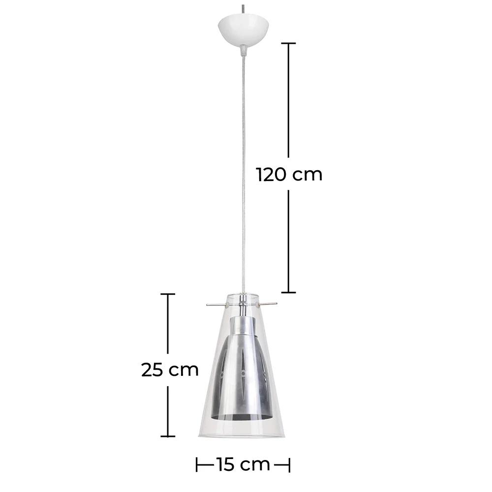 Ceiling Lamp - Pendant Lamp - Steel and Glass - Apolo image 10