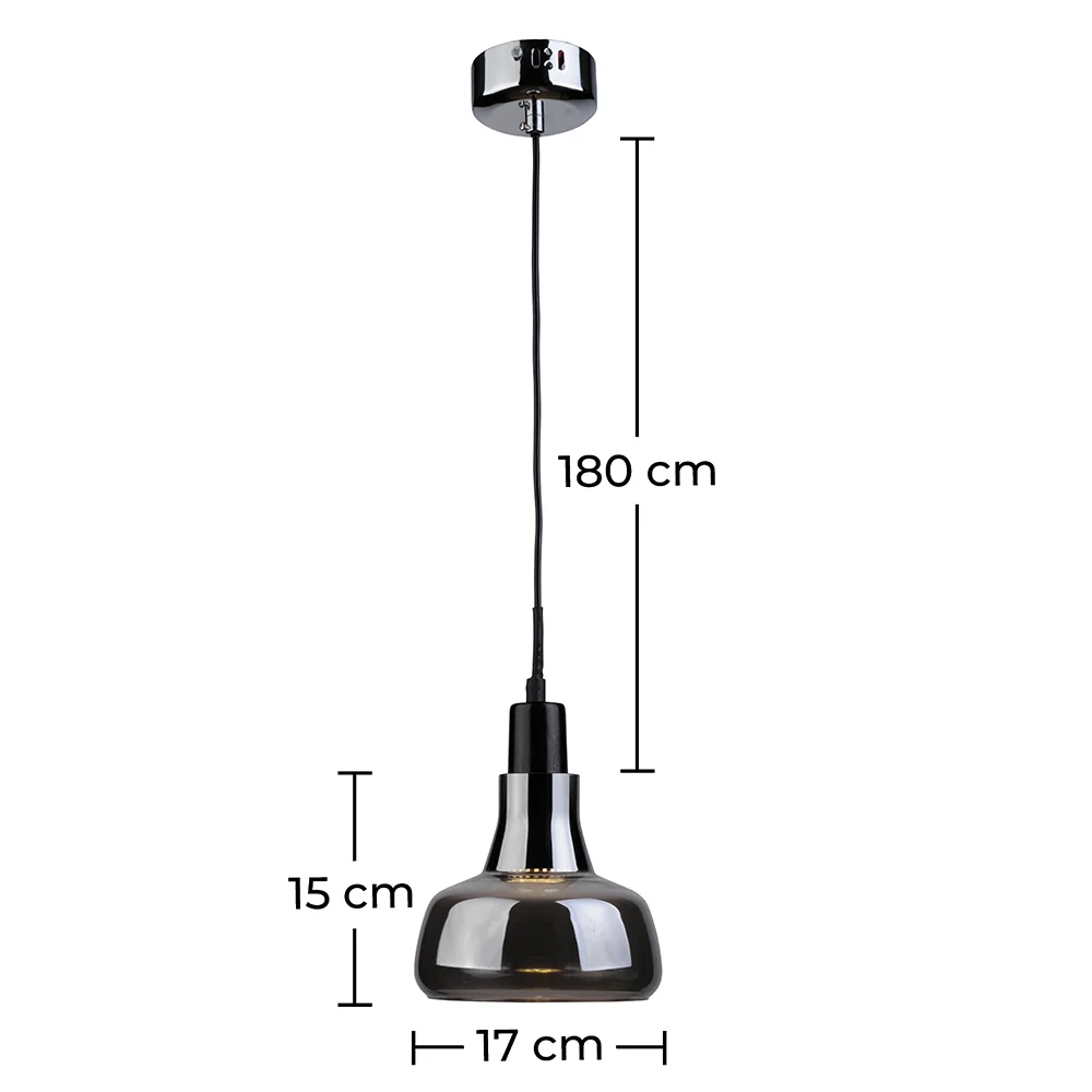 Ceiling Lamp - Pendant Lamp - Chrome Metal - Medium - Blake image 10