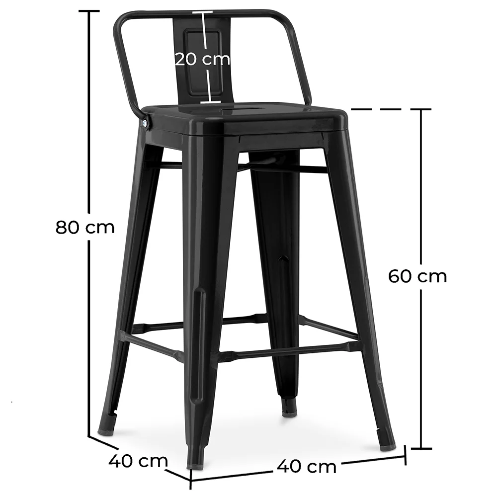 Bar Stool with Backrest Industrial Design - 60cm - Stylix image 10