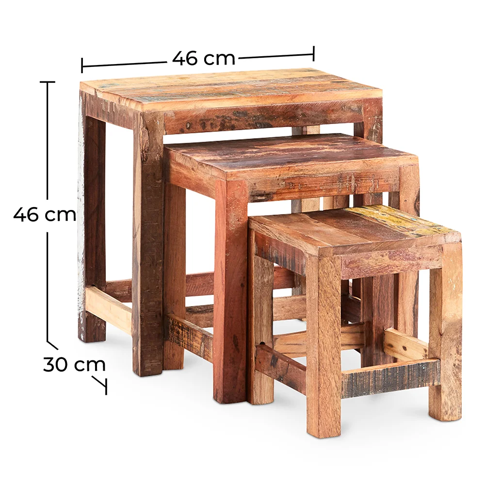 Pack of 3 Stackable Side Tables - Wood - Seaside image 10