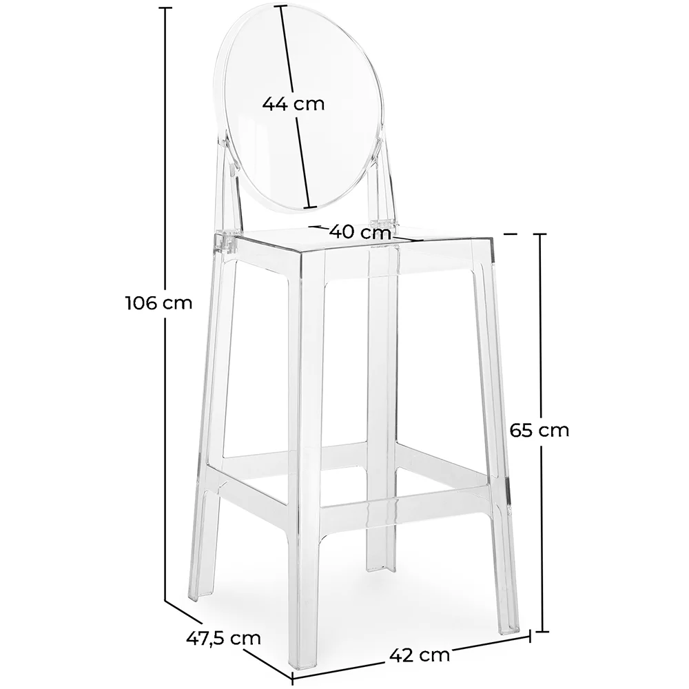 Bar Stool with Backrest - Transparent Design - 65cm - Victoria Queen image 10