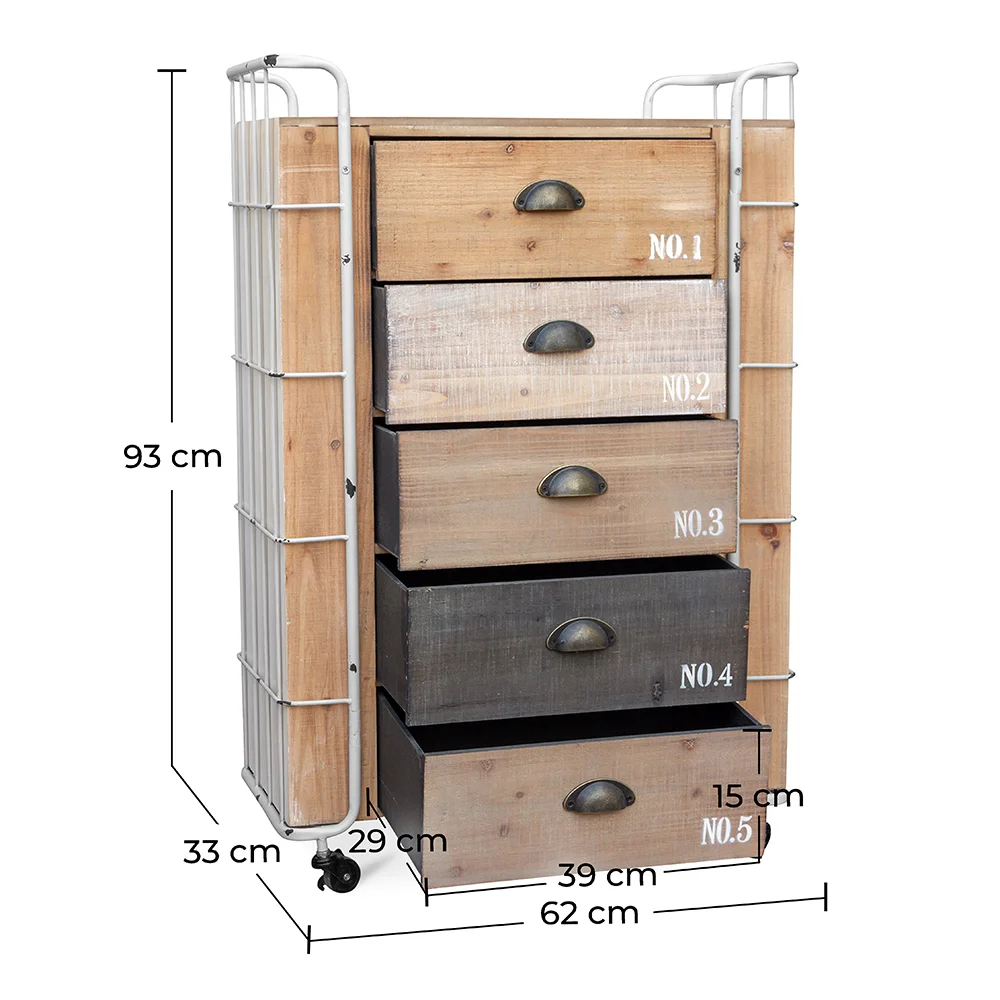 Wooden Chest of Drawers - Industrial Design - Joy image 10