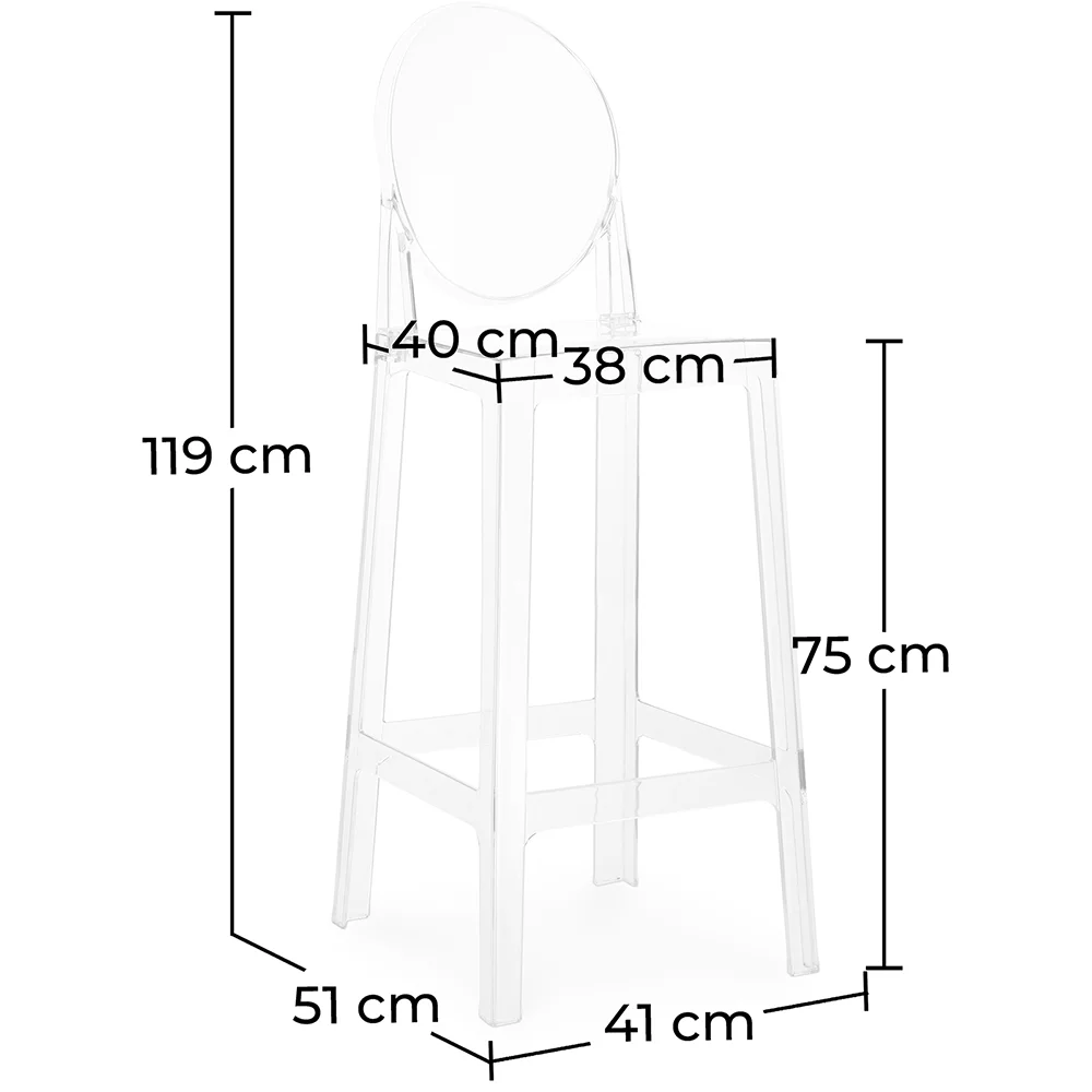 Bar Stool with Backrest - Transparent Design - 75cm - Victoria Queen image 10