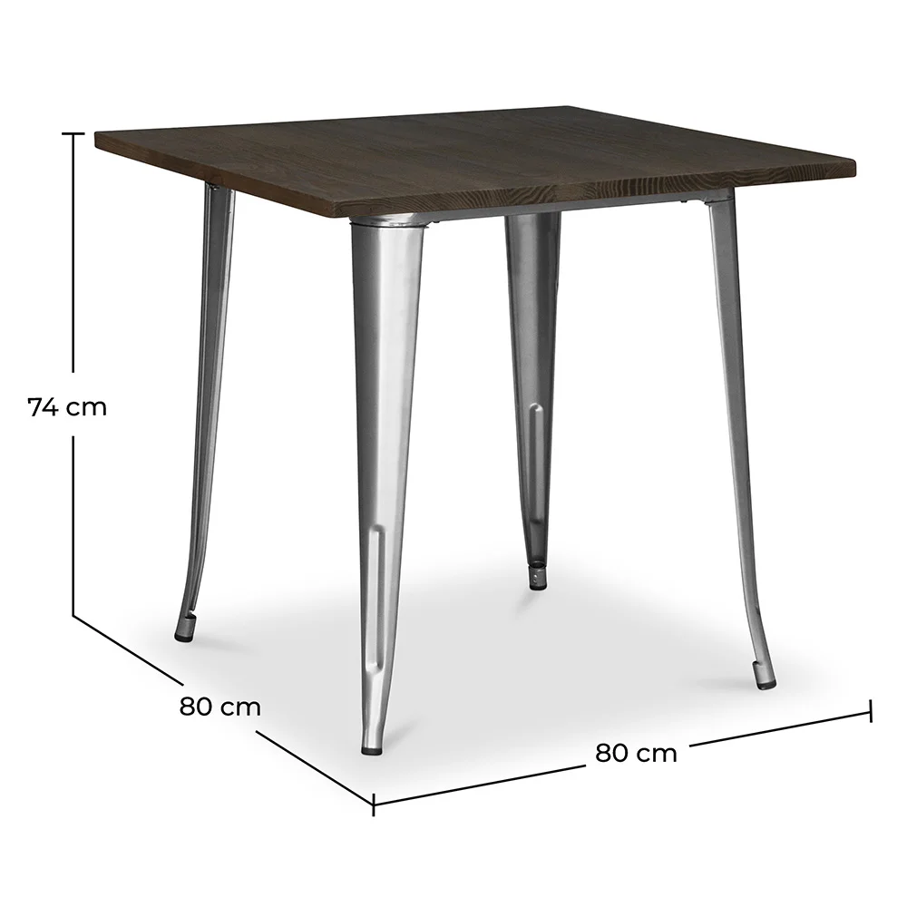 Square Dining Table - Industrial Design - Wood and Metal - Stylix image 10