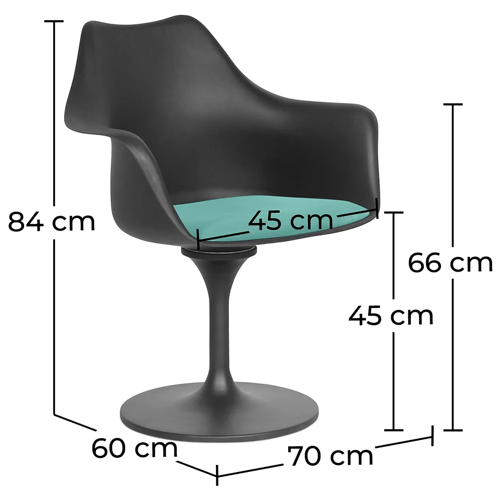 Dining Chair with Armrests - Black Swivel Chair - Tulipan image 10