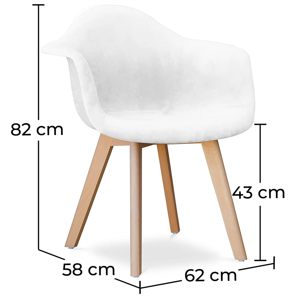 Dining Chair with Armrests - Upholstered in Velvet - Dawick image 10