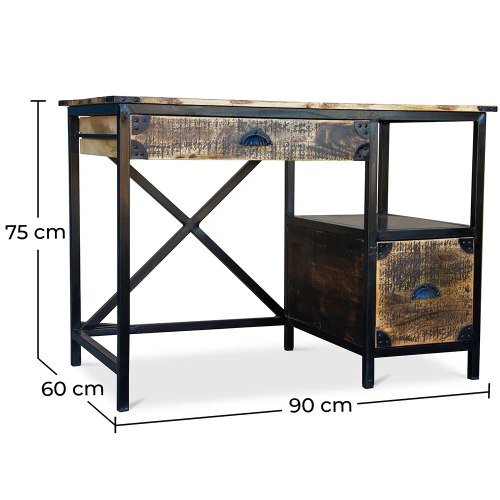 Wooden Desk with Drawers - Industrial Design - Nashville image 10