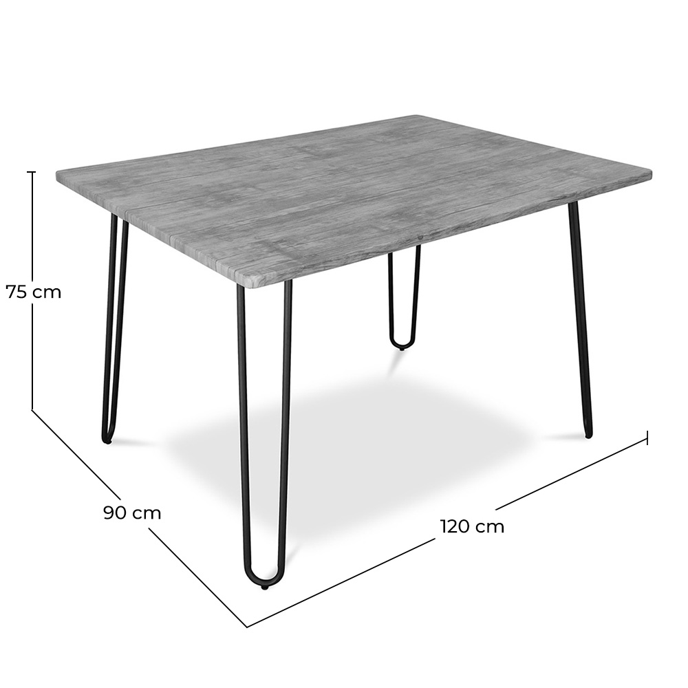 Rectangular Dining Table - Industrial Style - Wood and Metal - 120cm - Hairpin image 10