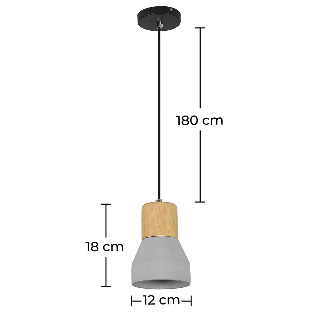 Wood and Concrete Ceiling Lamp - Scandinavian Design Pendant Lamp - Minnie image 10