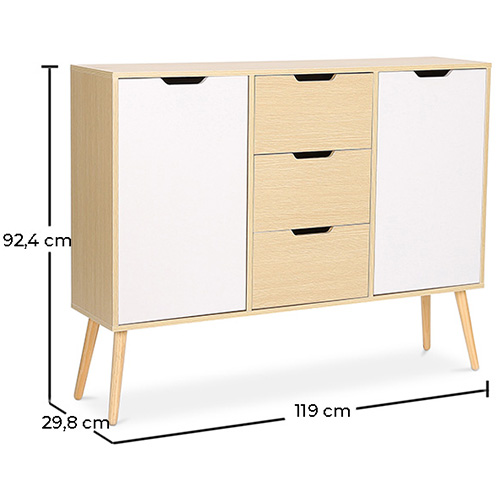 Wooden Sideboard - Scandinavian Design - 3 drawers - Roger image 10