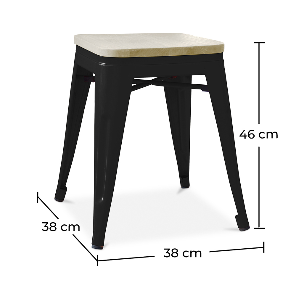 Industrial Design Stool - Wood & Metal - 45cm - Stylix image 10