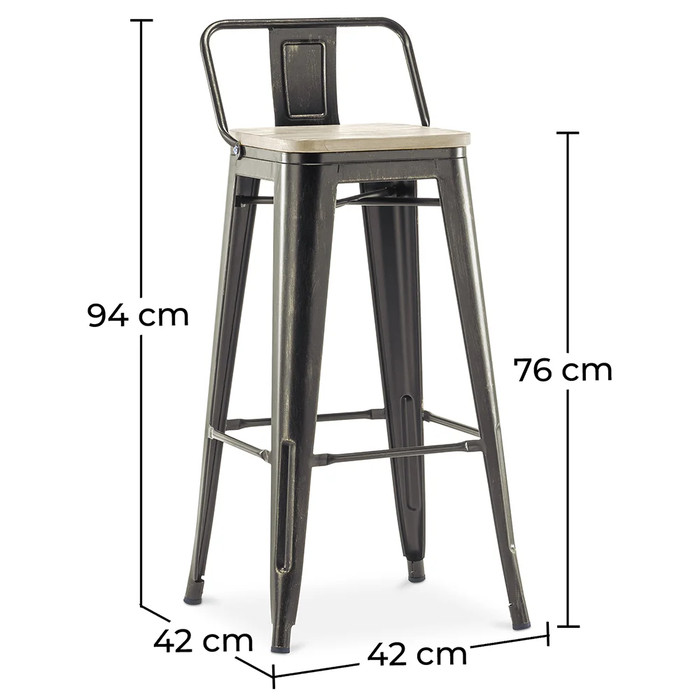 Bar Stool with Backrest - Industrial Design - 76 cm - Stylix image 10