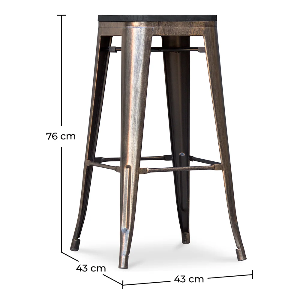 Bar Stool - Industrial Design - Wood & Metal - 76cm - Stylix image 10