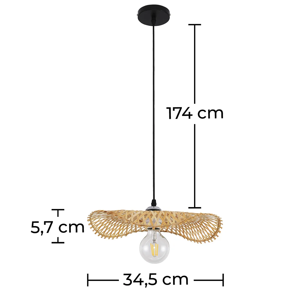 Bamboo Ceiling Lamp - Boho Bali Design Pendant Lamp - Noila image 10