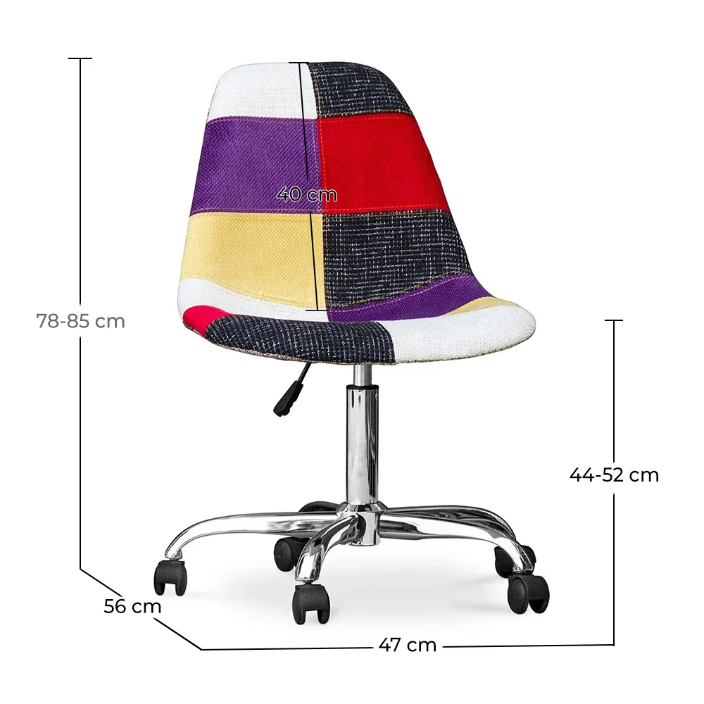 Office Chair with Wheels - Desk Chair - Upholstered in Patchwork - Tessa image 10