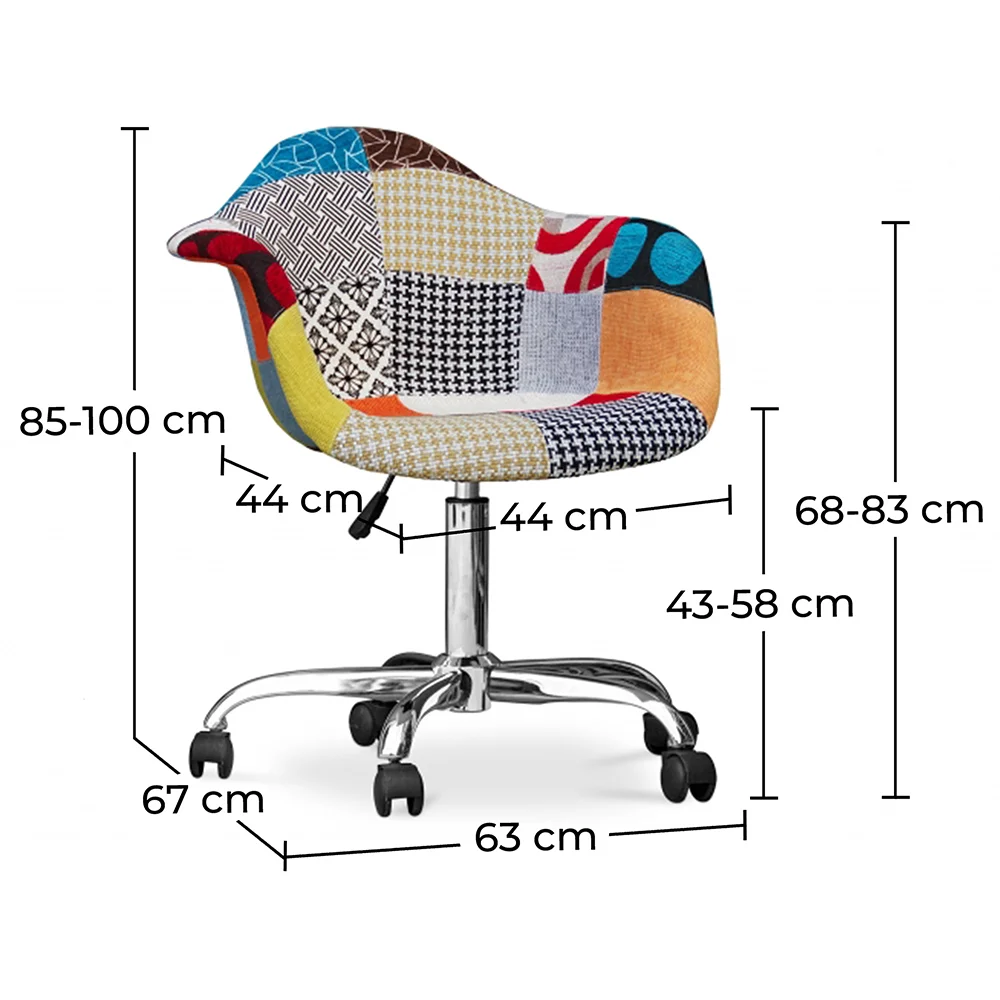 
Office Chair with Armrests - Desk Chair with Wheels - Upholstered in Patchwork - Patty image 10