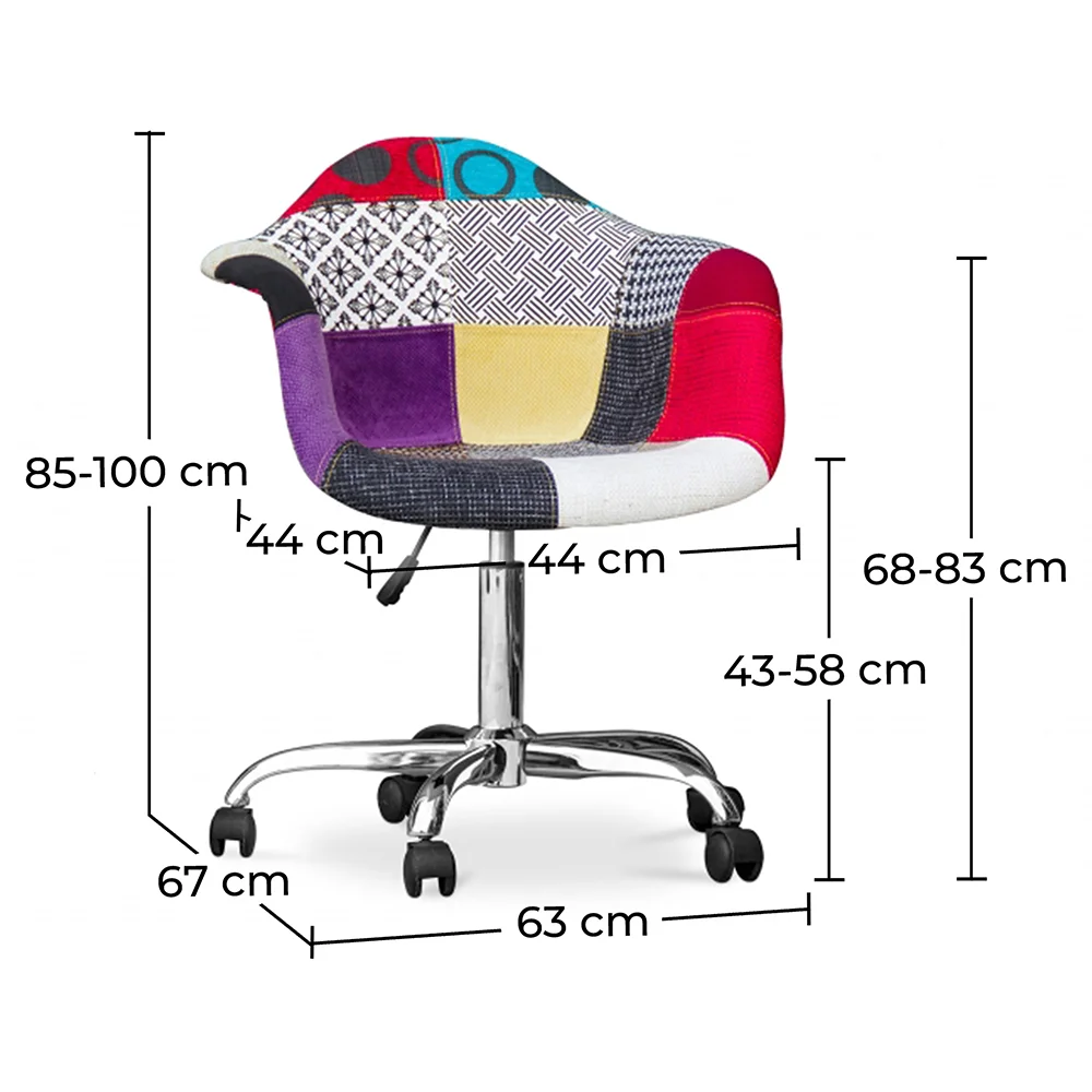 
Office Chair with Armrests - Desk Chair with Wheels - Upholstered in Patchwork - Ray image 10