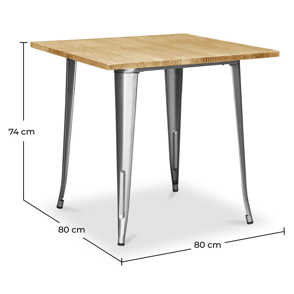 Square Industrial Dining Table - Wood and Metal - Stylix image 10