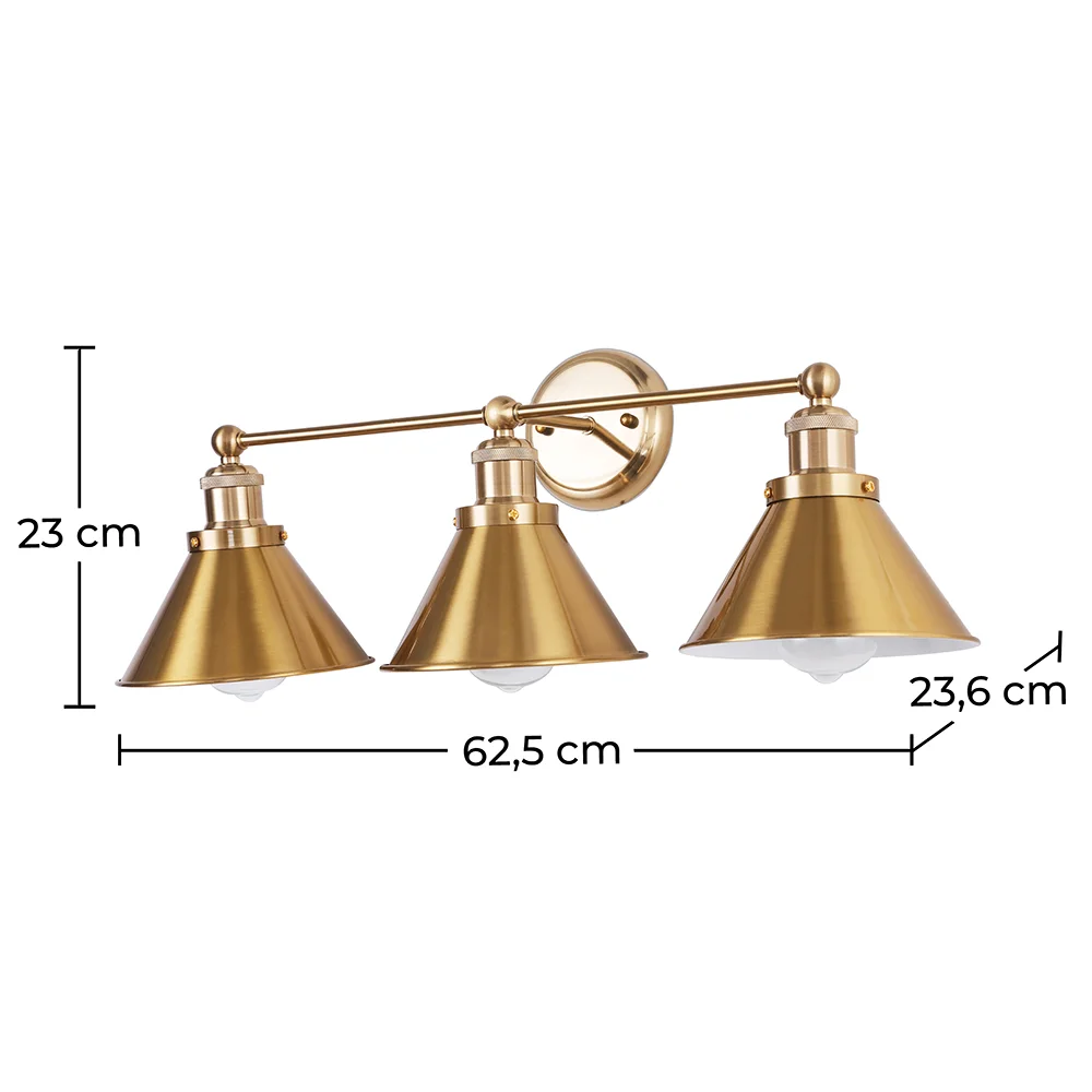 Lámpara Aplique de Pared - Diseño Vintage Dorado - 3 focos - Remir image 10