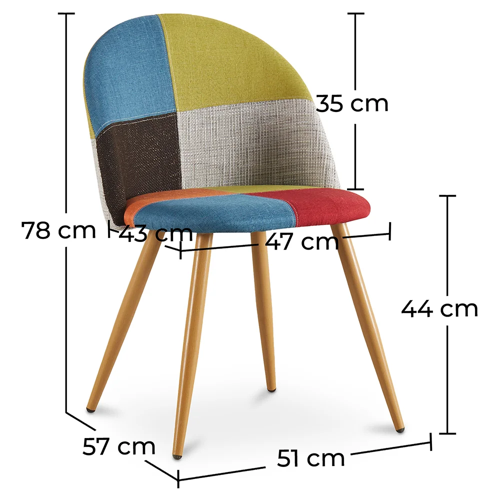 Dining Chair - Upholstered in Patchwork - Scandinavian Style - Simona image 10