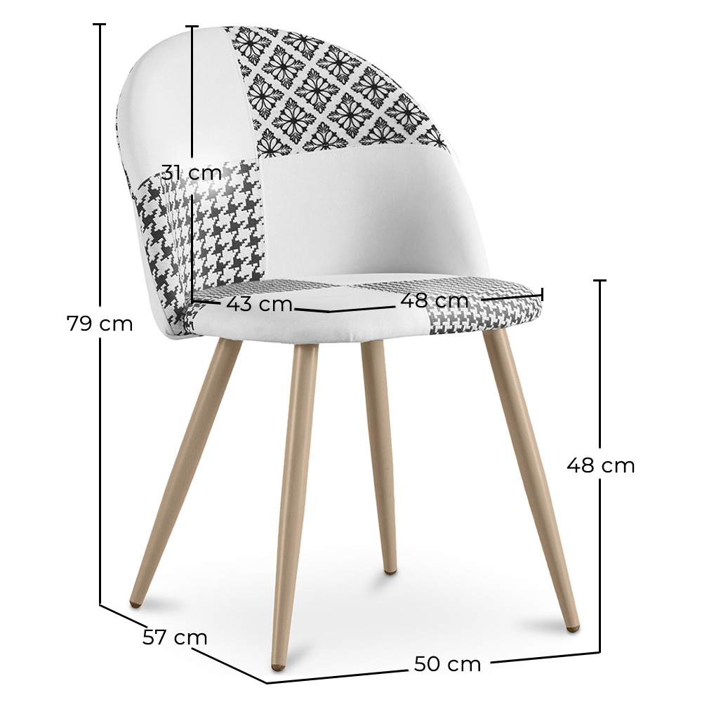 Dining Chair - Upholstered in Black and White Patchwork - Evelyne image 10