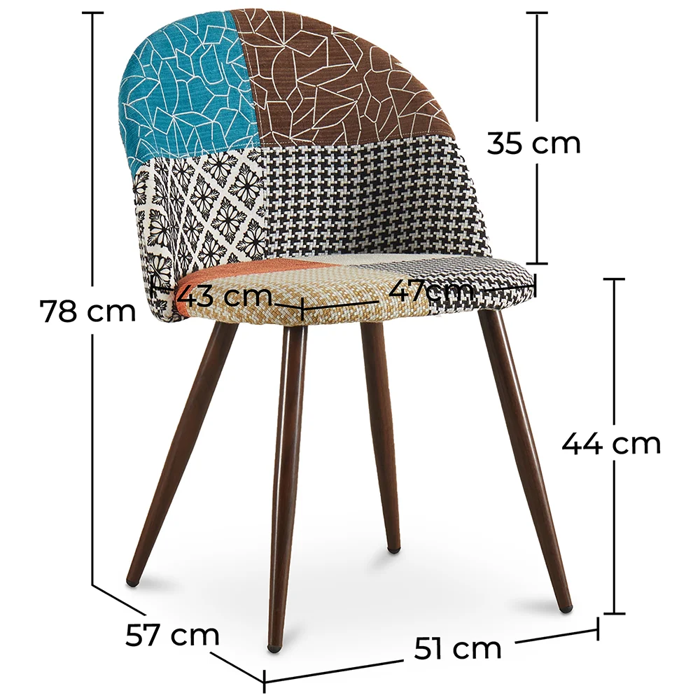 Dining Chair - Upholstered in Patchwork - Scandinavian Style - Patty image 10