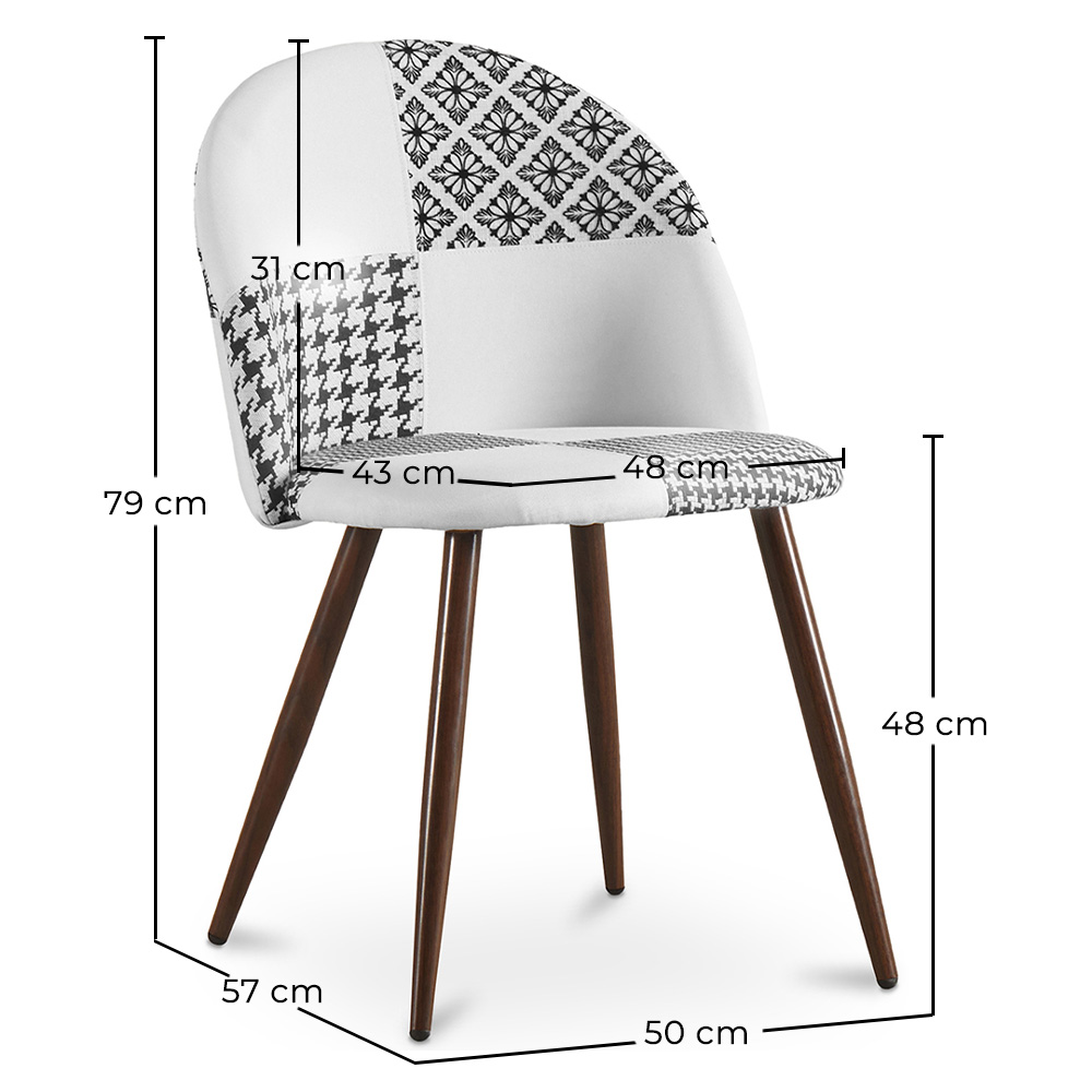 Dining Chair - Upholstered in Black and White Patchwork - Evelyne image 10