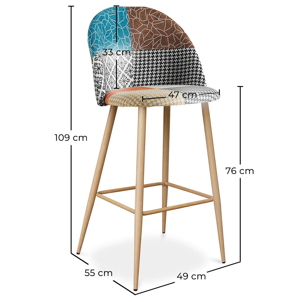 Patchwork Upholstered Stool - Scandinavian Style - Evelyne  image 10