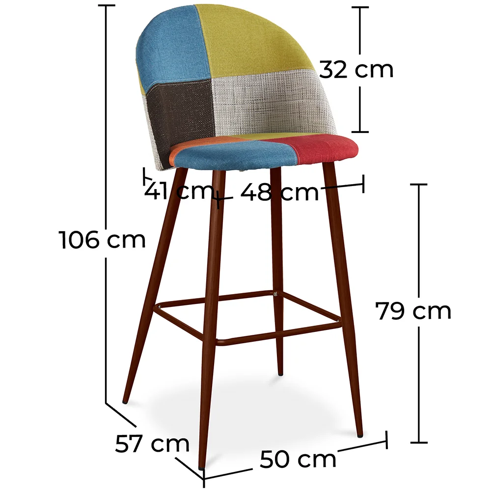 Patchwork Upholstered Stool - Scandinavian Style - Simona image 10